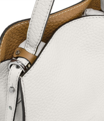 Двойная сумка GIANNI CHIARINI Asia 11235 в зернистой коже и текстиля белая