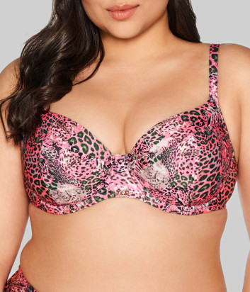 Купальный бюстгальтер с уплотненной чашкой AVA SK 216 розовый с принтом