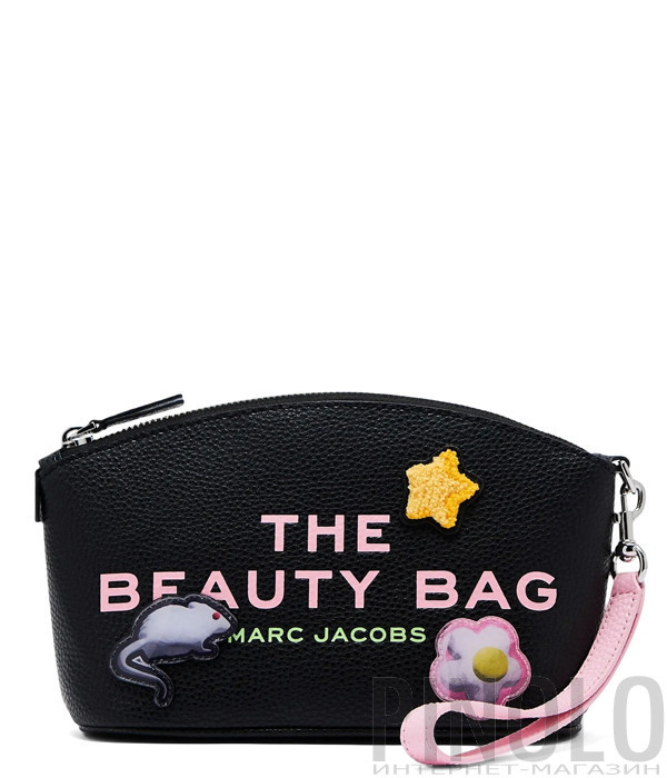 Кожаная косметичка MARC JACOBS The Sticker Patch 2S5SCP003S01 черная с принтом