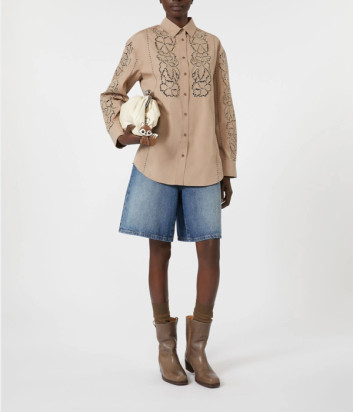 Рубашка с цветочным узором WEEKEND Max Mara ELMI бежевая