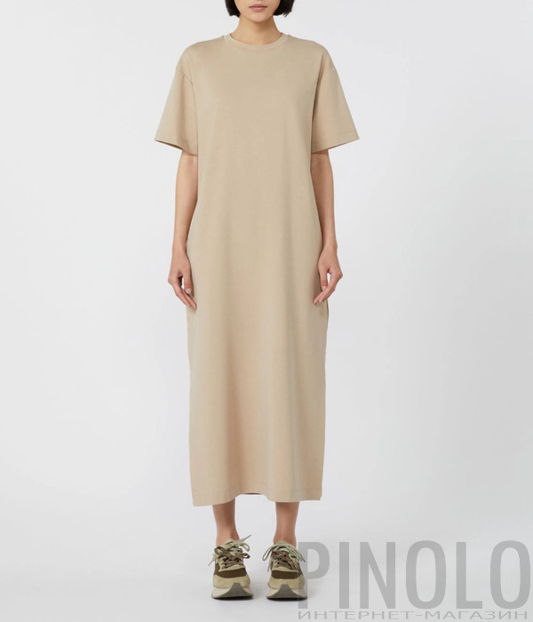 Довга сукня-футболка WEEKEND Max Mara Athos прямого крою бежева