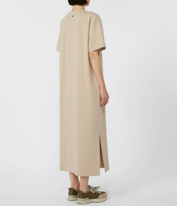 Длинное платье-футболка WEEKEND Max Mara Athos прямого покроя бежевое