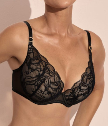 Мереживний бюстгальтер KINGA PU-1177 з пуш-ап чорний