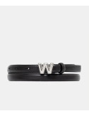 Тонкий ремень WEEKEND Max Mara PALUDE с пряжкой логотипом «W» черный