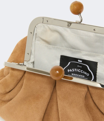 Мягкая замшевая сумка WEEKEND Max Mara VALOIS Pasticcino Bag Small цвет кэмел
