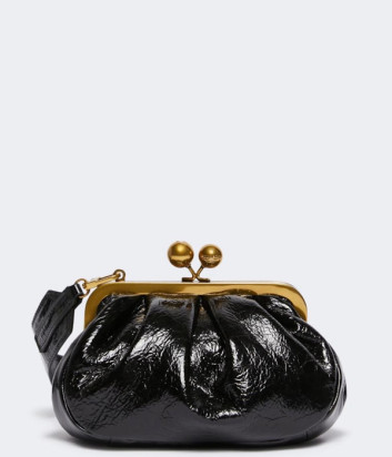Мягкая лаковая сумка WEEKEND Max Mara NAVETTA Pasticcino Bag Small черная