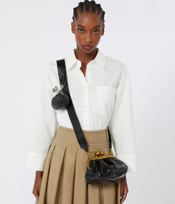 Мягкая лаковая сумка WEEKEND Max Mara NAVETTA Pasticcino Bag Small черная