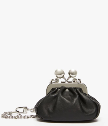 Кожаная мини-сумка WEEKEND Max Mara DIOMEDE Pasticcino Bag Nano черная