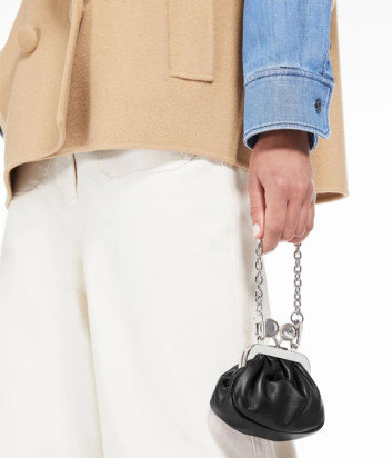 Кожаная мини-сумка WEEKEND Max Mara DIOMEDE Pasticcino Bag Nano черная
