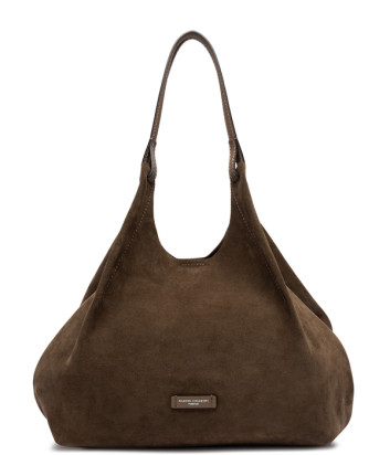 Сумка из мягкой замши GIANNI CHIARINI DUA 9780 серо-коричневая