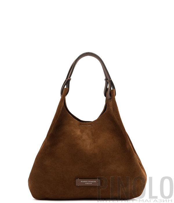Сумка из мягкой замши GIANNI CHIARINI DUA 9779 рыже-коричневая