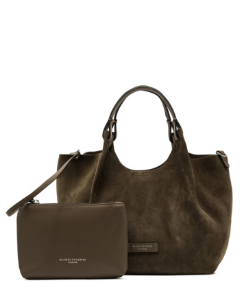 Сумка из мягкой замши GIANNI CHIARINI DUA 9779 серо-коричневая