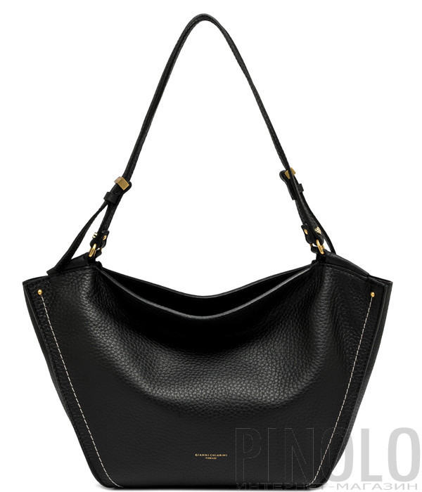Сумка зі шкіри з великою зернистістю GIANNI CHIARINI BLOOM 11797 чорна