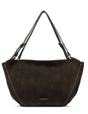 Сумка из замши GIANNI CHIARINI BLOOM 12037 с контрастной строчкой коричневая