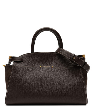 Сумка из кожи GIANNI CHIARINI FARAH 11466 с замшевыми вставками коричневая