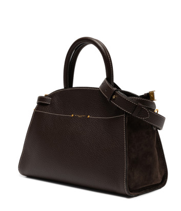 Сумка из кожи GIANNI CHIARINI FARAH 11466 с замшевыми вставками коричневая