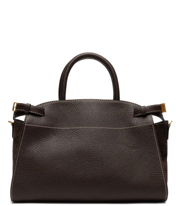 Сумка из кожи GIANNI CHIARINI FARAH 11466 с замшевыми вставками коричневая