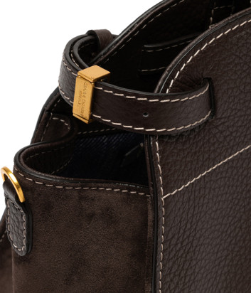 Сумка из кожи GIANNI CHIARINI FARAH 11466 с замшевыми вставками коричневая