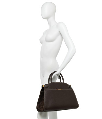 Сумка из кожи GIANNI CHIARINI FARAH 11466 с замшевыми вставками коричневая