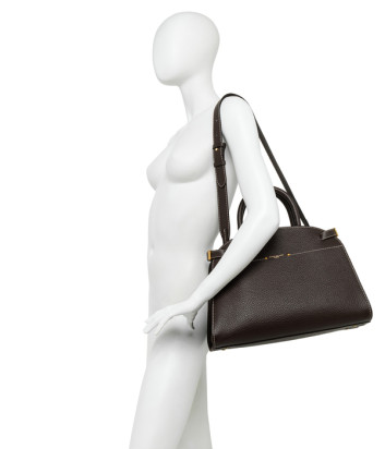 Сумка из кожи GIANNI CHIARINI FARAH 11466 с замшевыми вставками коричневая
