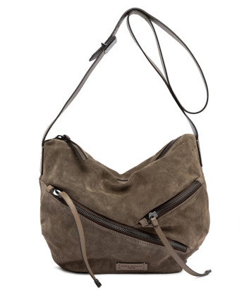 Замшевая сумка GIANNI CHIARINI SHANIA 11510 с карманами серо-коричневая