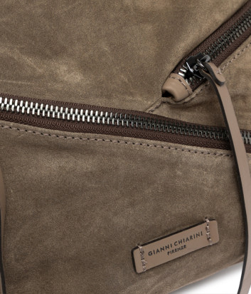Замшевая сумка GIANNI CHIARINI SHANIA 11510 с карманами серо-коричневая