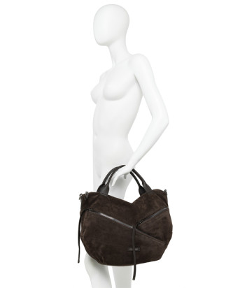Замшевая сумка GIANNI CHIARINI SHANIA 11511 с карманами коричневая