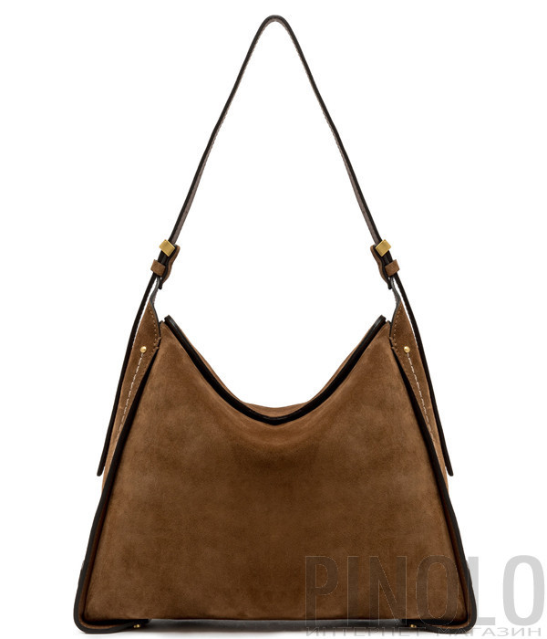 Замшева сумка GIANNI CHIARINI PENELOPE 12043 на магнітній застібці коричнева
