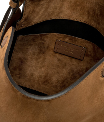 Замшевая сумка GIANNI CHIARINI PENELOPE 12043 на магнитной застежке коричневая