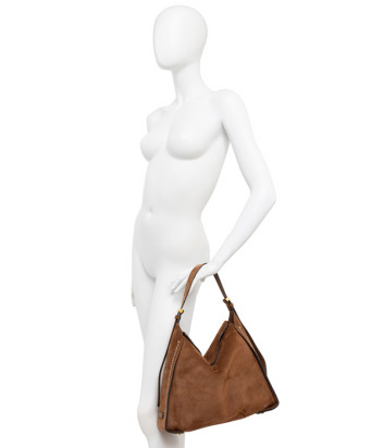 Замшевая сумка GIANNI CHIARINI PENELOPE 12043 на магнитной застежке коричневая