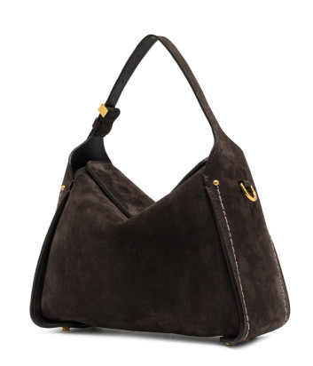 Замшевая сумка GIANNI CHIARINI PENELOPE 12041 на магнитной застежке шоколадная