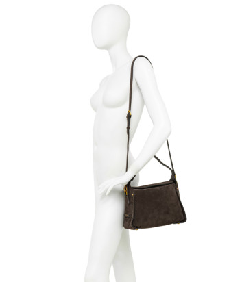 Замшевая сумка GIANNI CHIARINI PENELOPE 12041 на магнитной застежке шоколадная