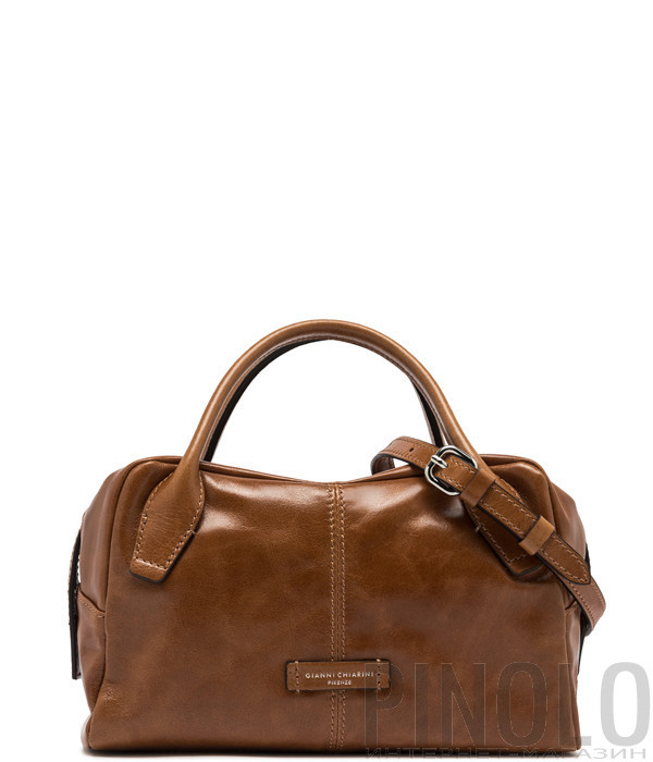 Сумка у глянцевій шкірі GIANNI CHIARINI EMILY 11300 з ефектом потертості руда