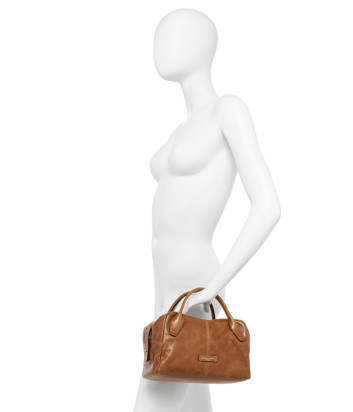 Сумка в глянцевой коже GIANNI CHIARINI EMILY 11300 с эффектом потертости рыжая