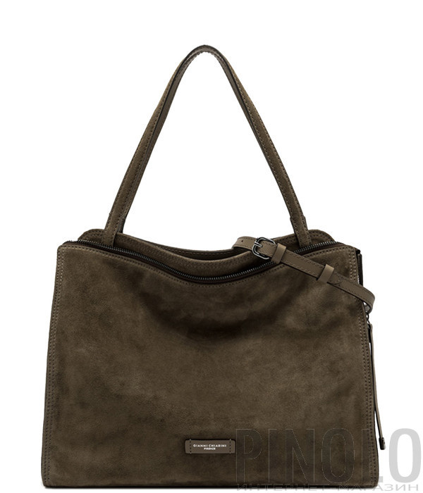 Містка сумка GIANNI CHIARINI JANIS 11246 з м'якої замші коричнева