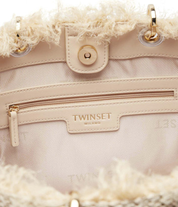 Сумка-шоппер TWINSET 251TD8170 с эффектом соломы и рафии бежевая