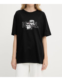 Хлопковая футболка KARL LAGERFELD A3W17084 черная с рисунком