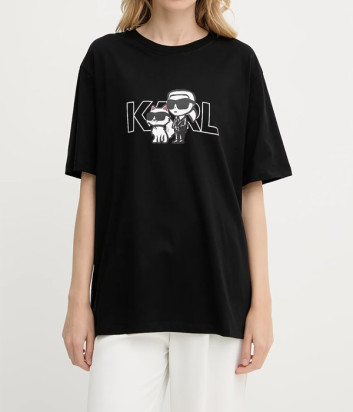 Бавовняна футболка KARL LAGERFELD A3W17084 чорна з малюнком