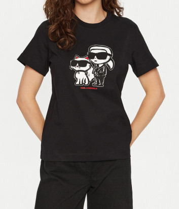 Бавовняна футболка KARL LAGERFELD A1W17129 чорна з малюнком