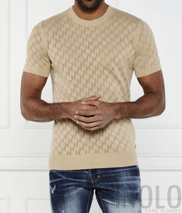 Мужская футболка KARL LAGERFELD 655003 552301 с перфорацией бежевая