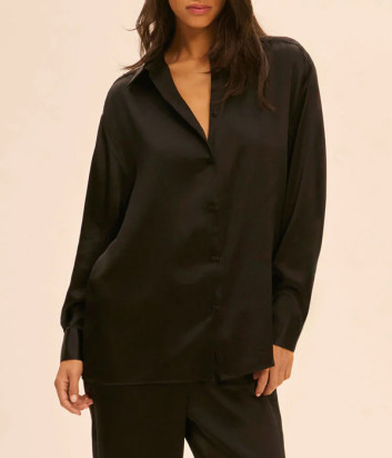 Сорочка з шовку SIMONE PERELE LOVE ME 1F8957 вільного крою чорна