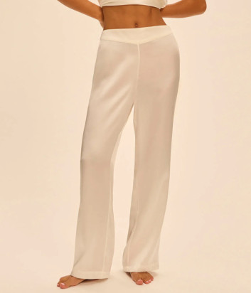 Шелковые брюки SIMONE PERELE LOVE ME 1F8660 прямого кроя молочные