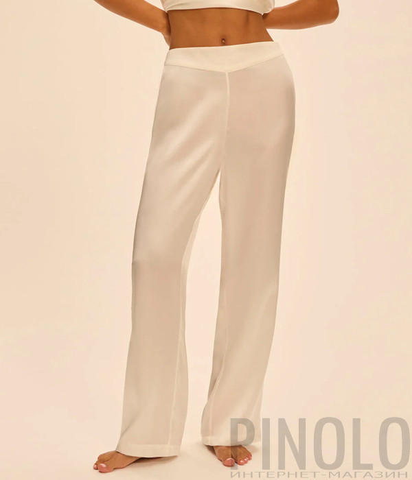 Шелковые брюки SIMONE PERELE LOVE ME 1F8660 прямого кроя молочные