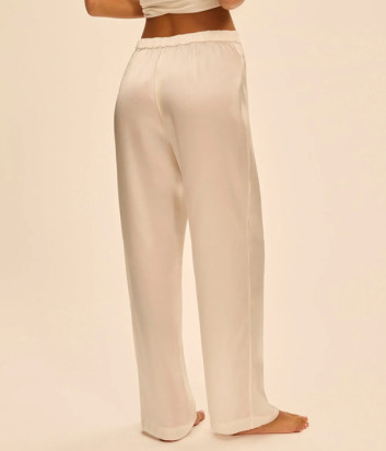 Шелковые брюки SIMONE PERELE LOVE ME 1F8660 прямого кроя молочные