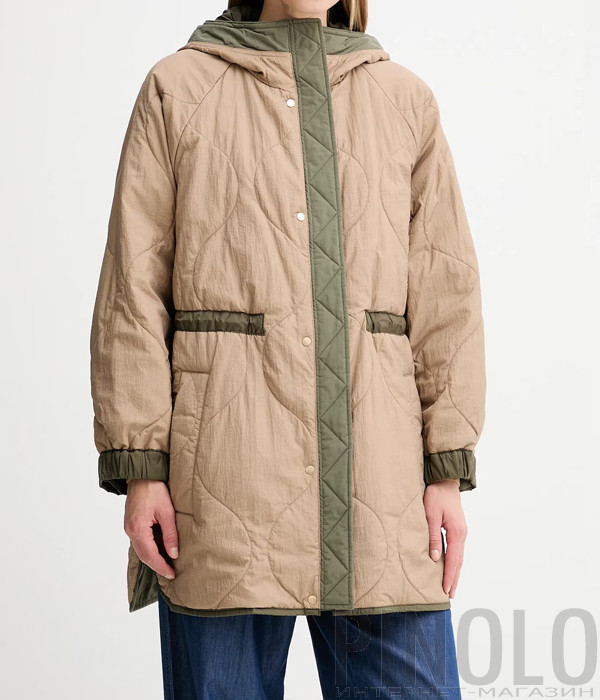 Двостороння утеплена парка WEEKEND Max Mara ALCAMO з капюшоном бежево-зелена