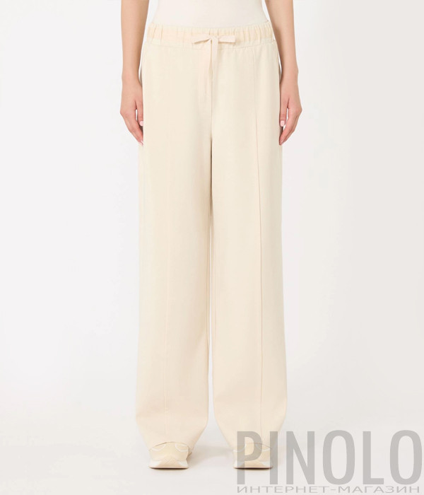 Длинные брюки WEEKEND Max Mara SUB эластичная талия с кулиской бежевые