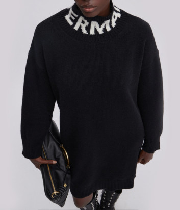 Платье-свитер макси из шерсти ERMANNO FIRENZE D47EQ026E01 с логотипом черное