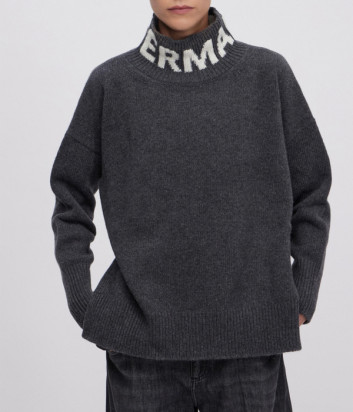 Светр з вовни ERMANNO FIRENZE D47EM027E01 з інкрустованим логотипом сірий