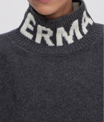 Свитер из шерсти ERMANNO FIRENZE D47EM027E01 с инкрустированным логотипом серый