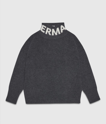 Свитер из шерсти ERMANNO FIRENZE D47EM027E01 с инкрустированным логотипом серый